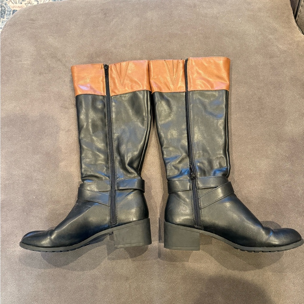 Style & co and Brown and black riding boots women’s size 6 - Picture 3 of 13